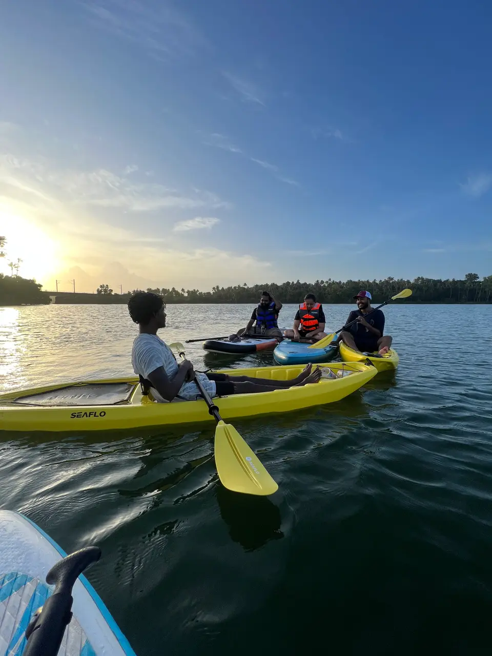 Kayakers and paddlers on the backwaters