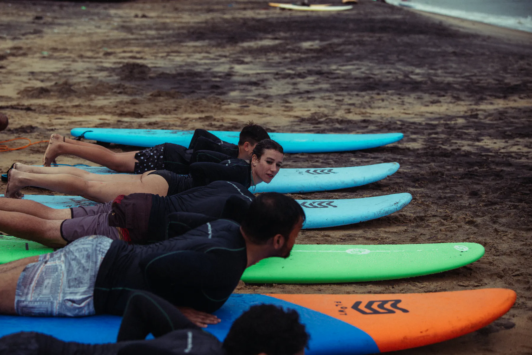 Board movement training by the coast