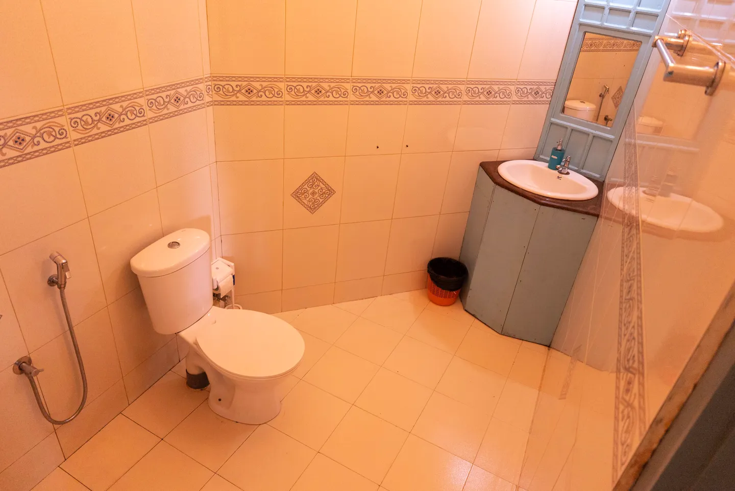 Private cottage bathroom with shower and basin